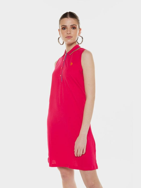 U.S. Polo Assn. Summer Mini Shirt Dress Dress with Slit Pink