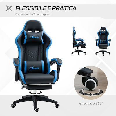 Vinsetto 921-618V01BK Gaming Chair with Footrest Blue