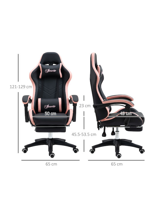 Vinsetto 921-618V00BK Καρέκλα Gaming Δερματίνης με Υποπόδιο Ροζ