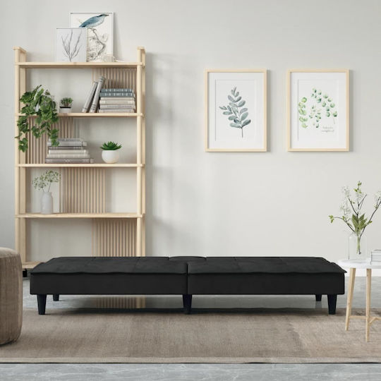 Триместен Диван Спалня Кадифе Черен 200x89x70см.