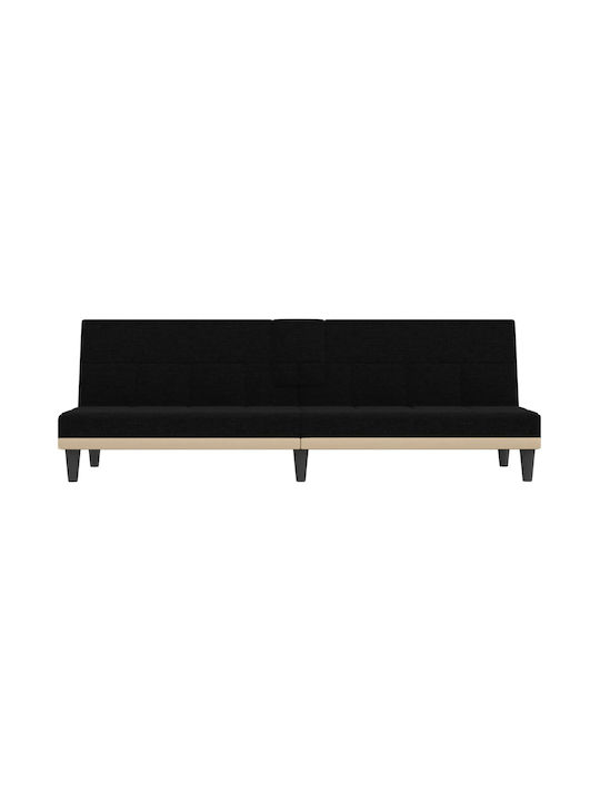 Three-Seater Couch Bed Black 200x89x70 cm