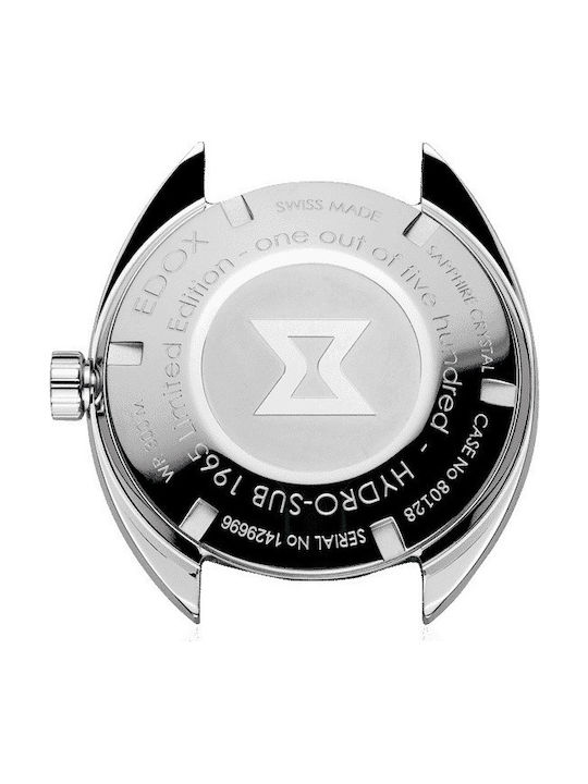 Edox Hydro-Sub Ανδρικό Ρολόι 42mm Αυτόματο με Ασημί Μεταλλικό Μπρασελέ