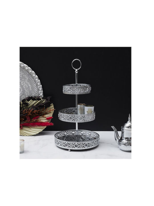 The Home Deco Factory Metallic Dessert Tower Stand with 3 Tiers Silver