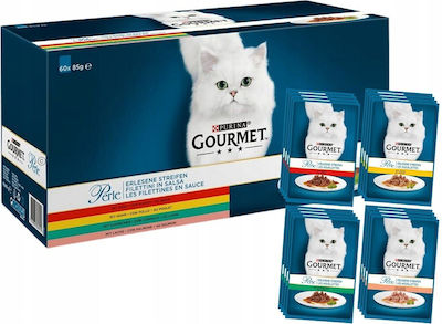 Purina Gourmet Perle Mix Υγρή Τροφή για Ενήλικες Γάτες σε Κονσέρβα 85gr 60τμχ