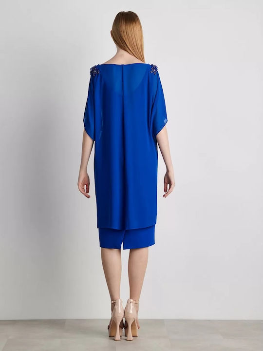 Forel 075.50.01.048 Summer Midi Dress for Wedding / Baptism Blue