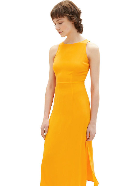 Rochie de Vară Midi Cu Deschizătură Portocalie