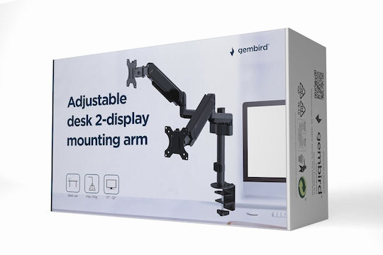 Gembird Stand Desk Mounted for 2 Monitors up to 32" with Arm (MA-DA2P-01)