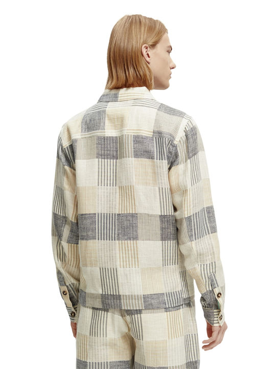 Scotch & Soda Men's Shirt Long Sleeve Checked Beige