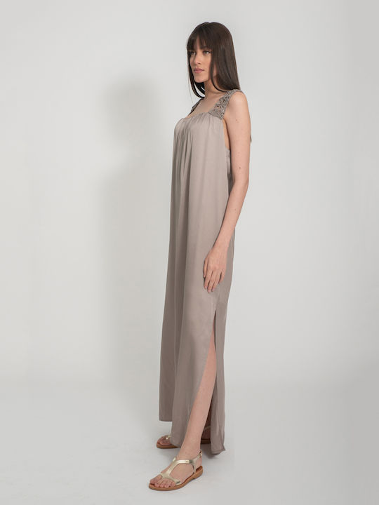 SS23172KF Sommer Maxi Kleid mit Schlitz Gray
