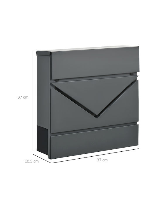 HomCom Außenbereich Briefkasten Inox in Gray Farbe 37x37x10.5cm