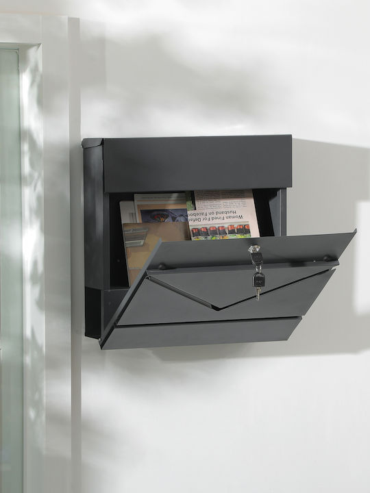 HomCom Außenbereich Briefkasten Inox in Gray Farbe 37x37x10.5cm
