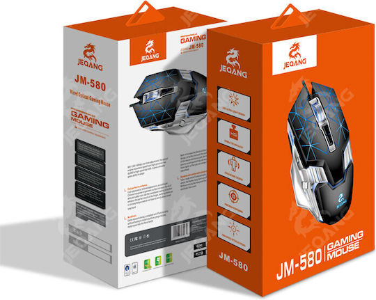 Jeqang JM-580 RGB Геймърска Мишка Сребрист