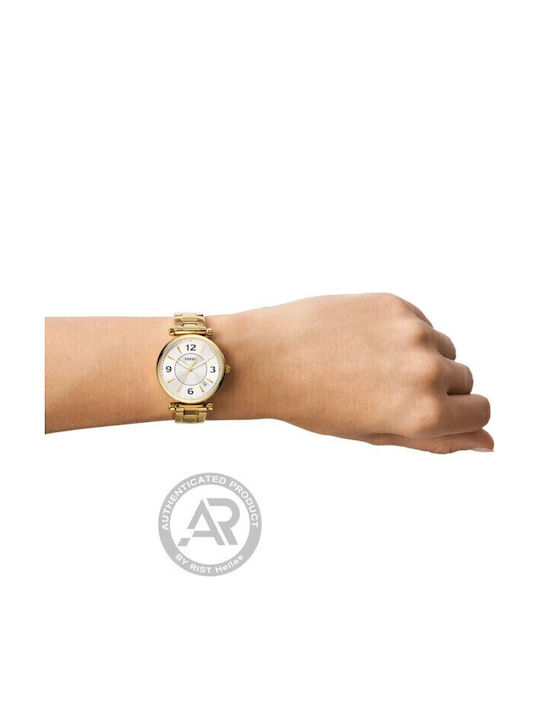 Fossil Γυναικείο Ρολόι 35mm Μπαταρίας με Χρυσό Μεταλλικό Μπρασελέ