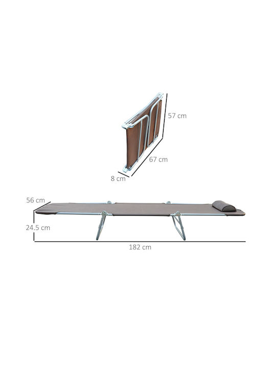 Ξαπλώστρα Μεταλλική με Ύφασμα Textilene Καφέ 182x56x24.5εκ.