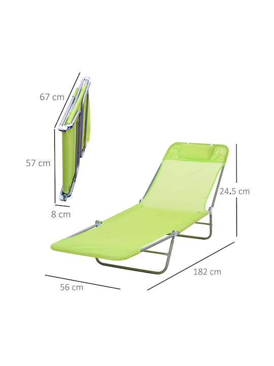 Liegestuhl Metallisch mit Textilene-Stoff Light Green 182x56x24.5cm.
