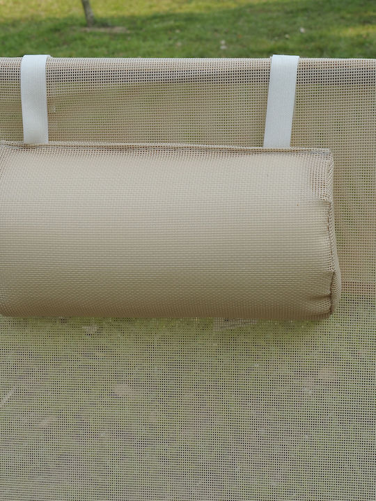 Deckchair Metallic with Textilene Fabric Beige 2pcs 182x56x82cm.