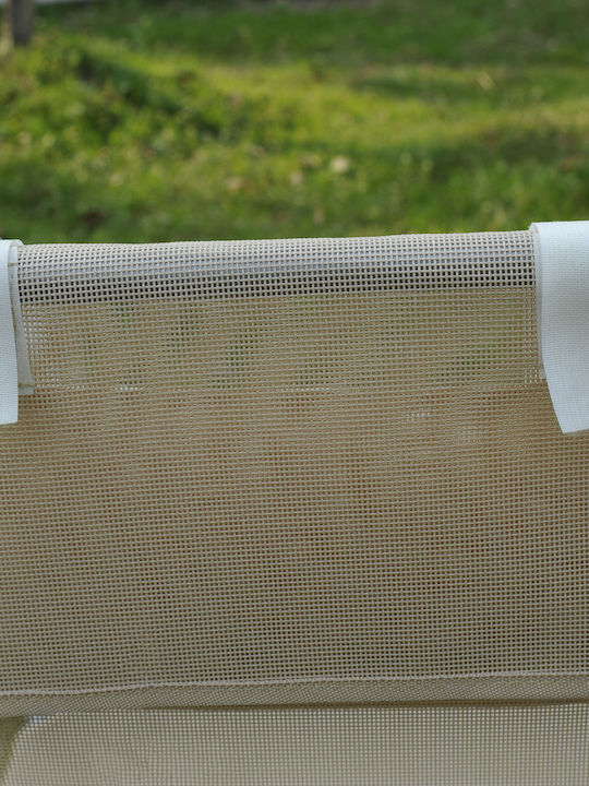 Deckchair Metallic with Textilene Fabric Beige 2pcs 182x56x82cm.