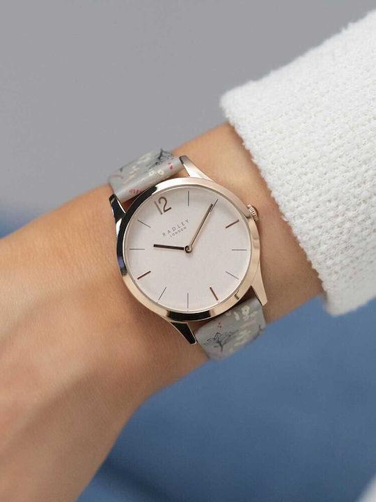 Radley Γυναικείο Ρολόι 35mm Μπαταρίας με Γκρι Δερμάτινο Λουράκι