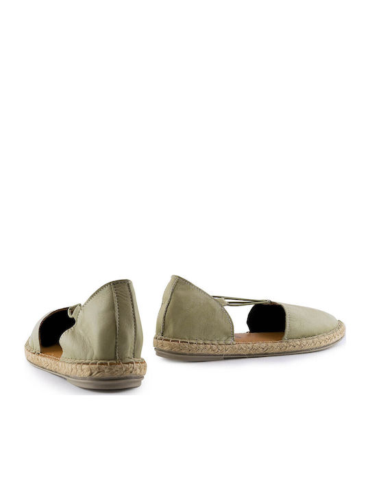 Women's Leather Espadrilles Khaki