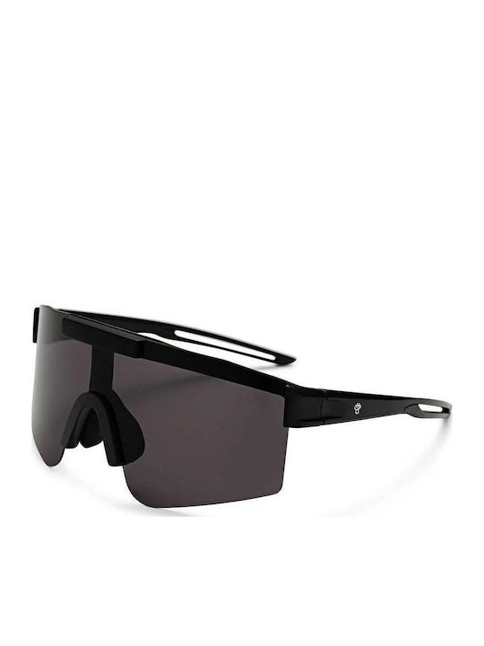 Chpo Luca Men's Sunglasses with Black Plastic Frame and Black Polarized Mirror Lens 16133NN