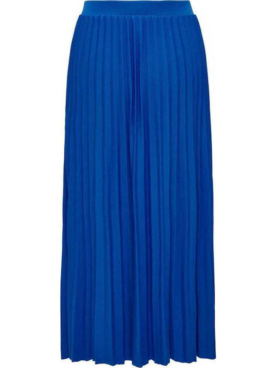 Pleated High-waisted Maxi Skirt Dazzling Blue