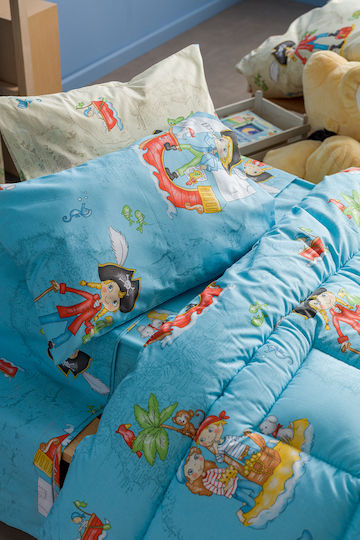 Charalambidis Textiles Kids Sheets Set Single Pirate Blue 160x260cm Charalambidis Textiles Kids Sheets Set Single Pirate Blue 160x260cm