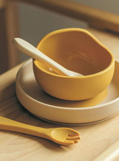 Petite & Mars Βρεφικό Σετ με Πιρούνι Take & Match από Σιλικόνη Desert Sand 2τμχ