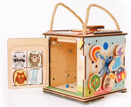 Eli Neli Activity Cube Activity Cube with Led made of Wood with Lights for 18++ Months