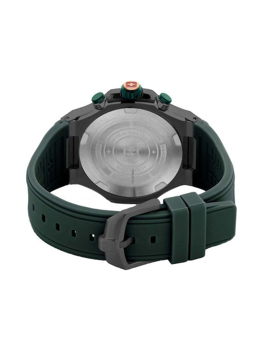 Swiss Military Hanowa Mission Watch Chronograph Battery with Green Rubber Strap