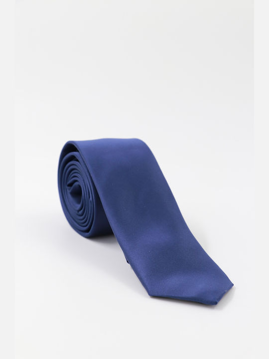 MEN'S SATIN TIE WITH HANDKERCHIEF BLUE T18 - BLUE MEN'S TIE