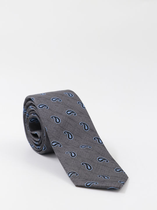 MEN'S TIE GREY WITH BLUE PATTERN T12 - GREY MEN'S TIE