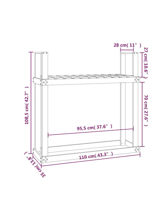 vidaXL Hölzernes Box Holzlagerung 110x35x108.5cm Braun