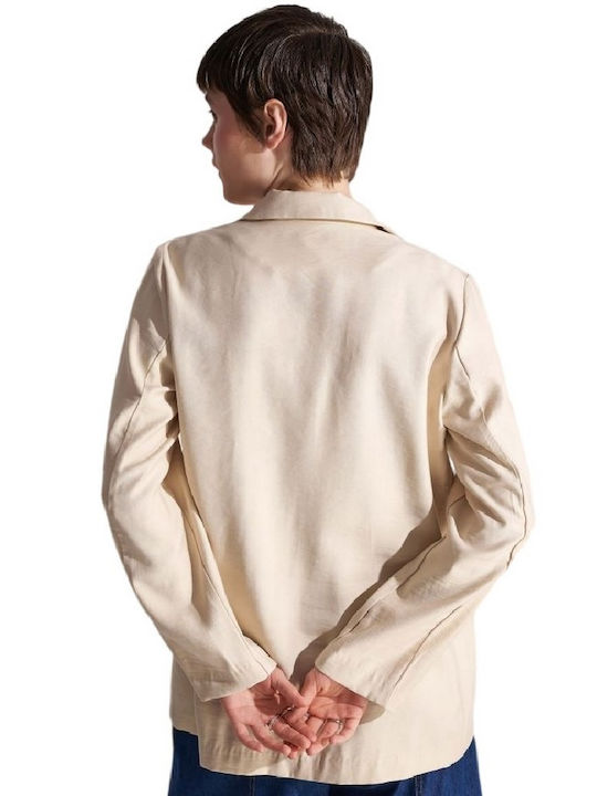 Ale - The Non Usual Casual Long Women's Blazer Beige