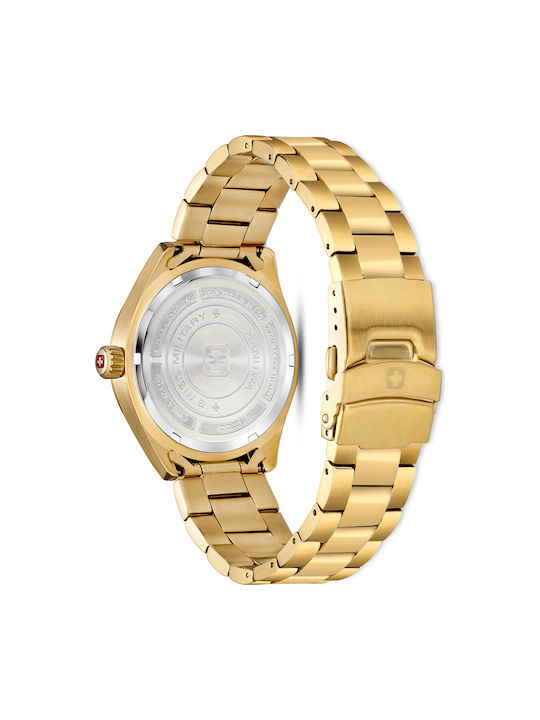 Swiss Military Hanowa Roadrunner Watch Battery with Gold Metal Bracelet