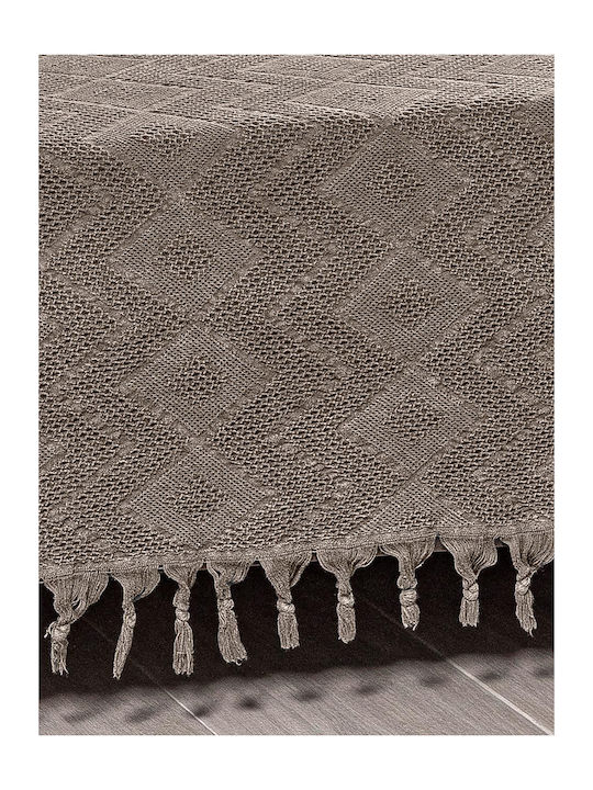 Madi Blanket Pique Queen with Fringes 220x240cm Tifon Brown