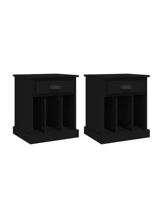 Wooden Bedside Tables 2pcs Black 43x36x50cm