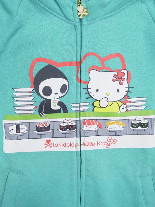 Tokidoki Kids Sweatshirt Cardigan with Hood Turquoise