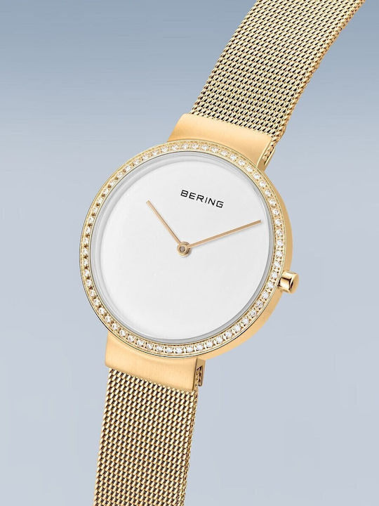 Bering Time Damenuhr 31 mm mit Batterie, Gold