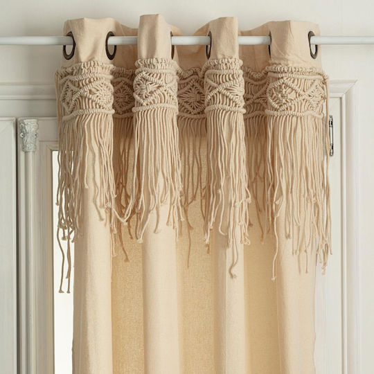 Atmosphera Κουρτίνα με Τρουκς Rituality Macrame Μπεζ 140x260εκ.
