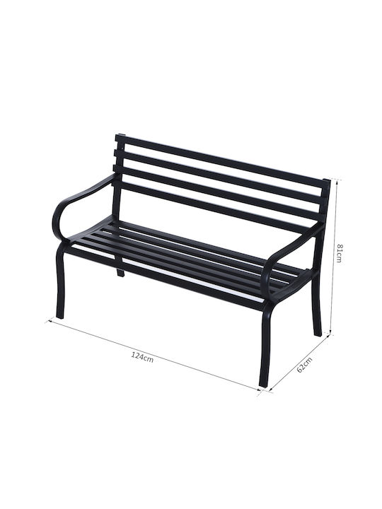 Bench Outdoor Metal Black 127x62x82cm