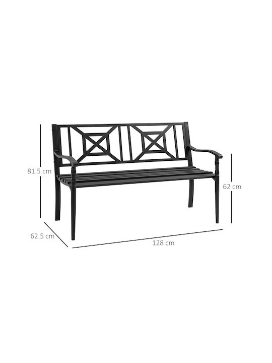 Bench Outdoor Metal Black 128x62.5x81.5cm