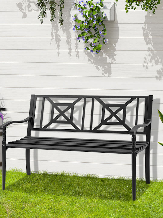 Bench Outdoor Metal Black 128x62.5x81.5cm