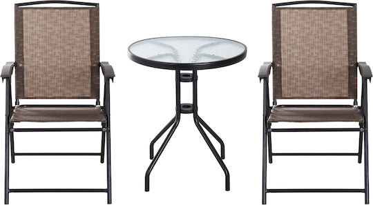 Dining Set for Small Outdoor Spaces 3 Pieces Brown