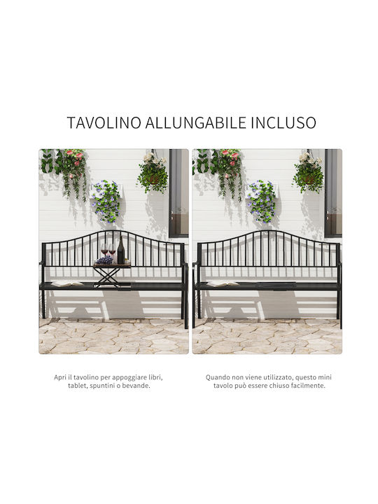 Two-Seater Sofa Outdoor Metallic Black 150x53x95cm