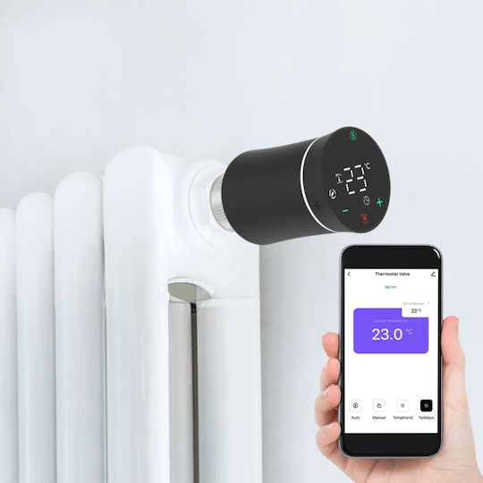 MOES ZTRV-BY-100 Black Electronic Thermostatic Radiator Valve with Wi-Fi for Radiator Body 1pcs
