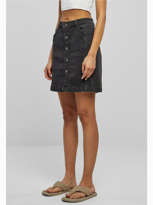 TB6039 Denim Hoch tailliert Mini Rock Schwarz