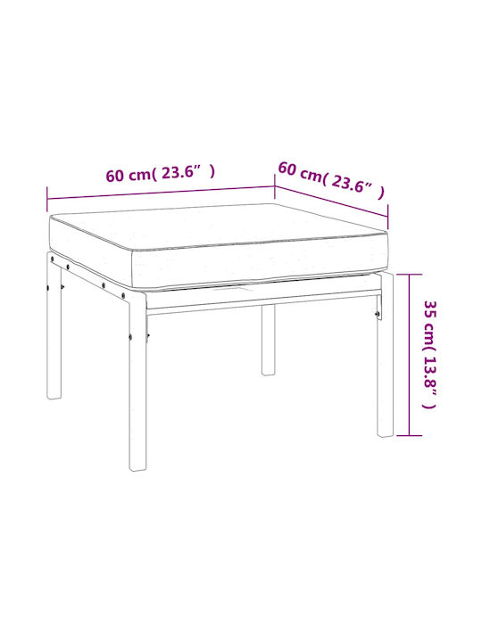 Scaun Metalic Cub Pentru Exterior Cu Pernă Negru 2 Bucăți 60x60x35cm