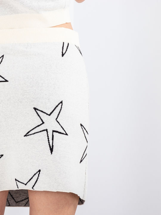 Stars Hoch tailliert Mini Rock Weiß