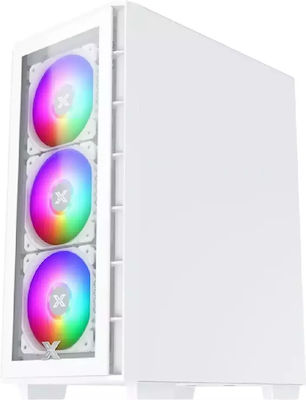 Xigmatek Elite One Gaming Midi Tower Computer Case with Window Panel and RGB Lighting White