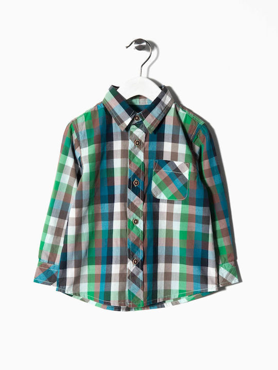 Green Plaid Shirt For Boy Zippy